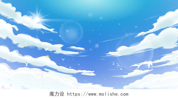 蓝色小清新唯美梦幻天空云彩云层展板背景